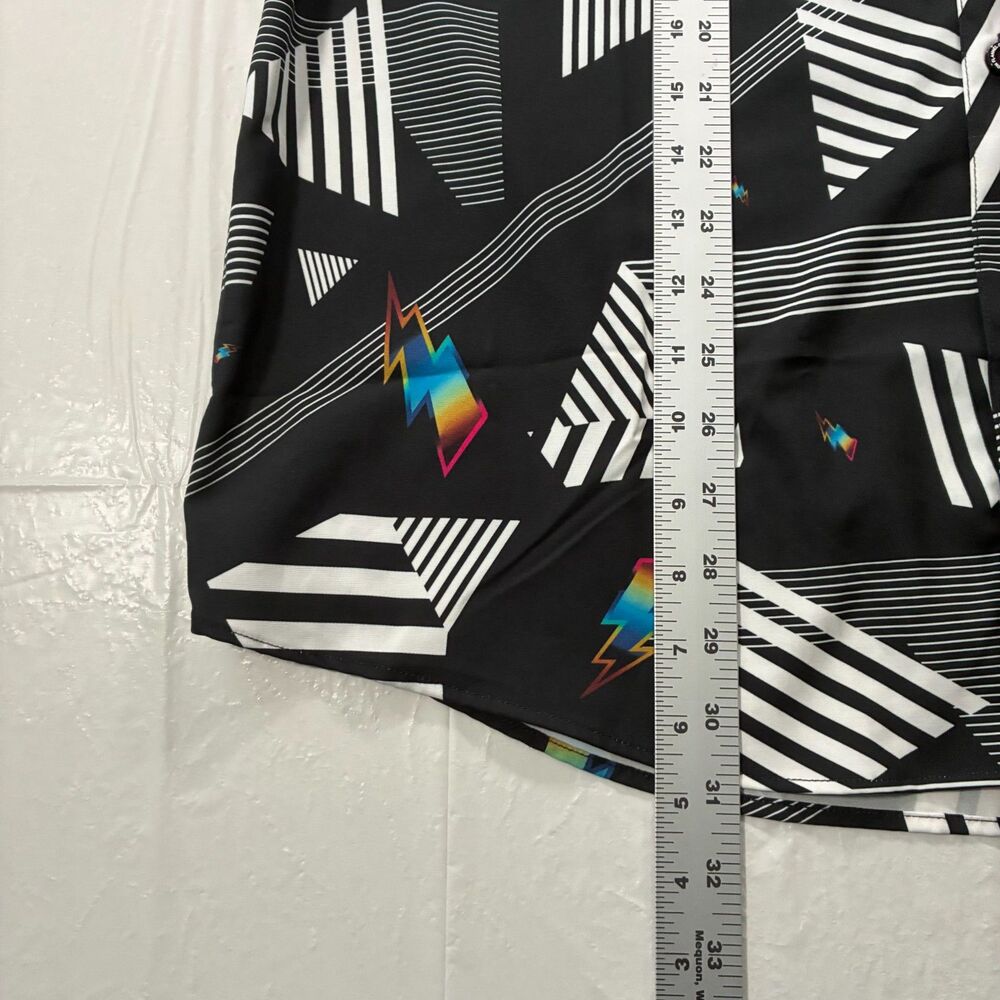 Dixxon Shirt Mens Large Black Church Music Geometric Lightning Button Front - Picture 9 of 9